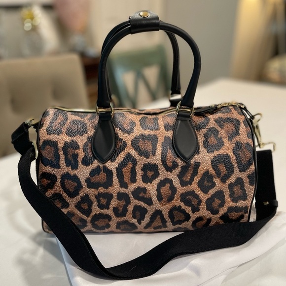 Pepper Paisley | NEW | 100% Nappa Leather Carry All Bag | Leopard Print - Picture 3 of 11